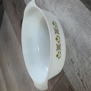 Anchor Hocking Fire King Milk Glass Meadow Green 1.5  QT Baking Dish Casserole